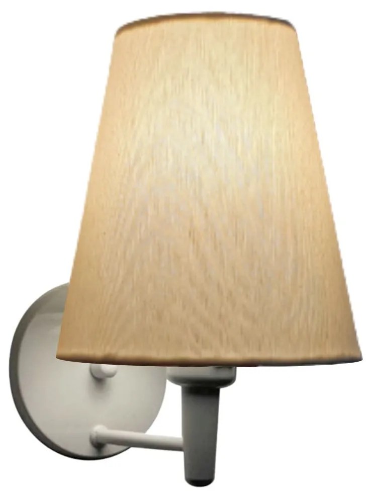 Arandela Cone Md-2007 Base Branco Cúpula em Tecido 20/08x18cm Algodão Crú - Bivolt