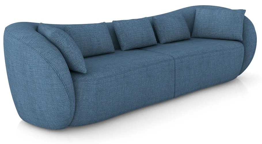 Sofá Bipartido Sala de Estar Diamond 292cm com Almofadas Soltas Linho Azul G52 - Gran Belo