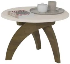 Mesa Centro Redonda 70cm Para Sala MDF Leeroy Off/Pinho A09 - Mpozenat