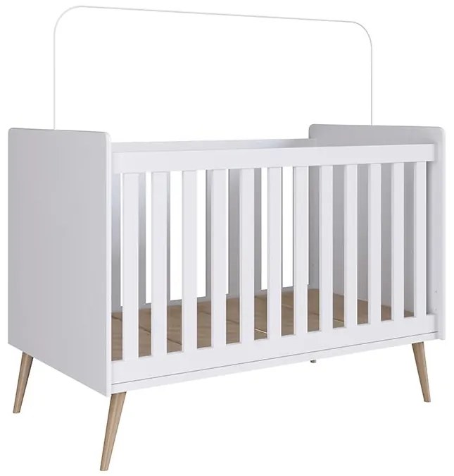 Berço Infantil Mini Cama Retrô Com Pés Palito - Branco