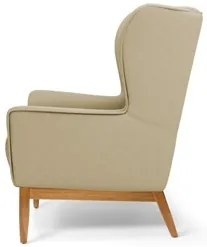 Poltrona Decorativa Base Manu Madeira Milena C-129 Linho Bege Escuro -