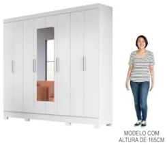Guarda Roupa Casal com Espelho 8 Portas 236cm Ágata Z17 Branco - Mpoze
