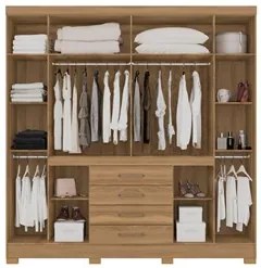 Guarda Roupa Casal 8 Portas 4 Gavetas New Realce D02 Amendola Touch -