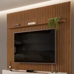 Painel para TV 75 Pol Ripado com Bancada Suspensa 275x240cm Pratisk D0