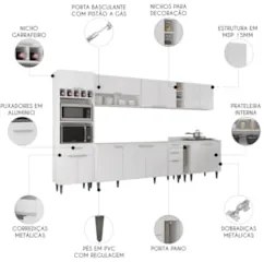 Armário de Cozinha CP07 Para Pia 180cm Pérola Z34 Branco - Mpozenat