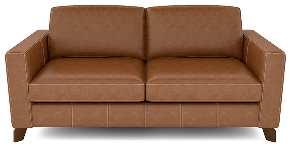 Sofá Sala de Estar Living 3 Lugares 200cm Presley Pés Madeira Couro Conhaque G52 - Gran Belo