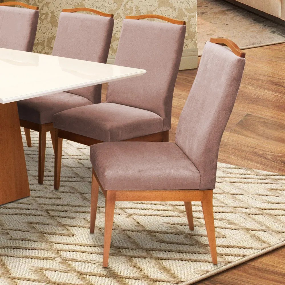 Conjunto 6 Cadeiras Decorativa Lara Veludo Crepe