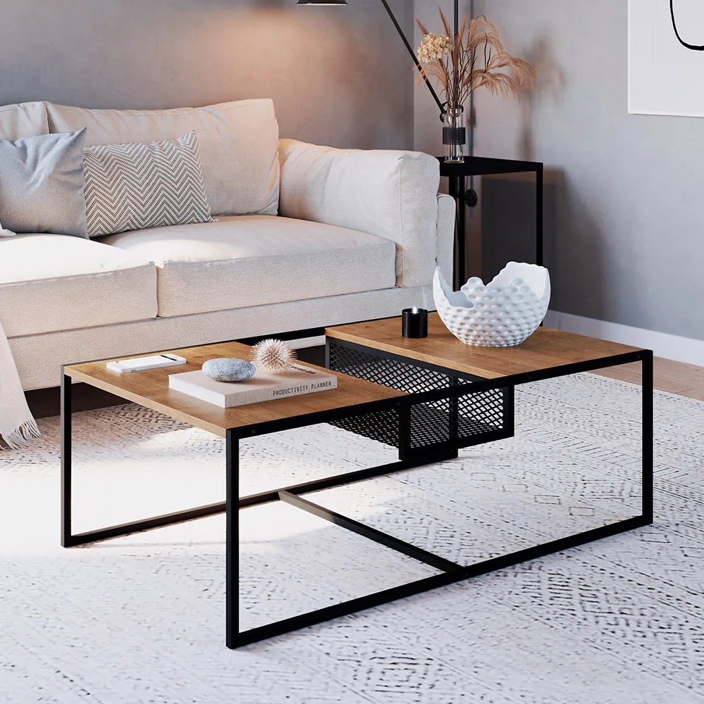 Mesa de Centro New 100 Cm Vermont e Preto A05 - D'Rossi
