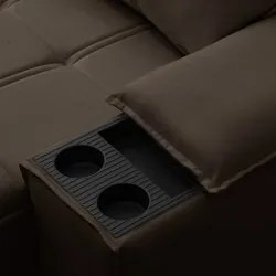 Sofá Retrátil 3 Lugares com Porta Copo 210cm Malta F05 Veludo Marrom E