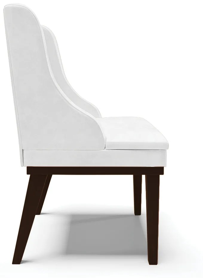 Kit 02 Cadeiras de Jantar Liz Corano Branco Base Fixa Madeira Tabaco D03 - D'Rossi