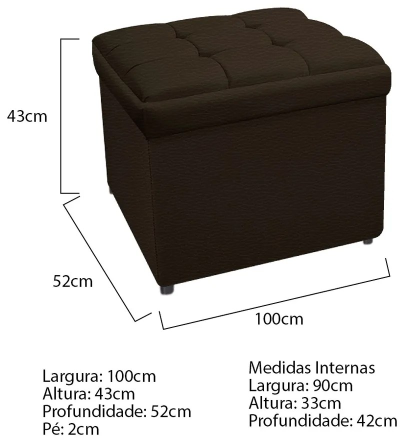 Calçadeira Copenhague 100 cm Solteiro Corano Marrom - ADJ Decor