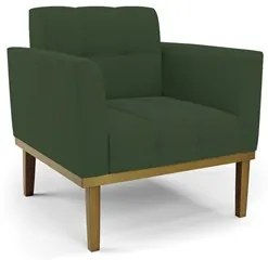 Sofá Namoradeira e 2 Poltronas Base Madeira Castanho Ana Veludo Verde