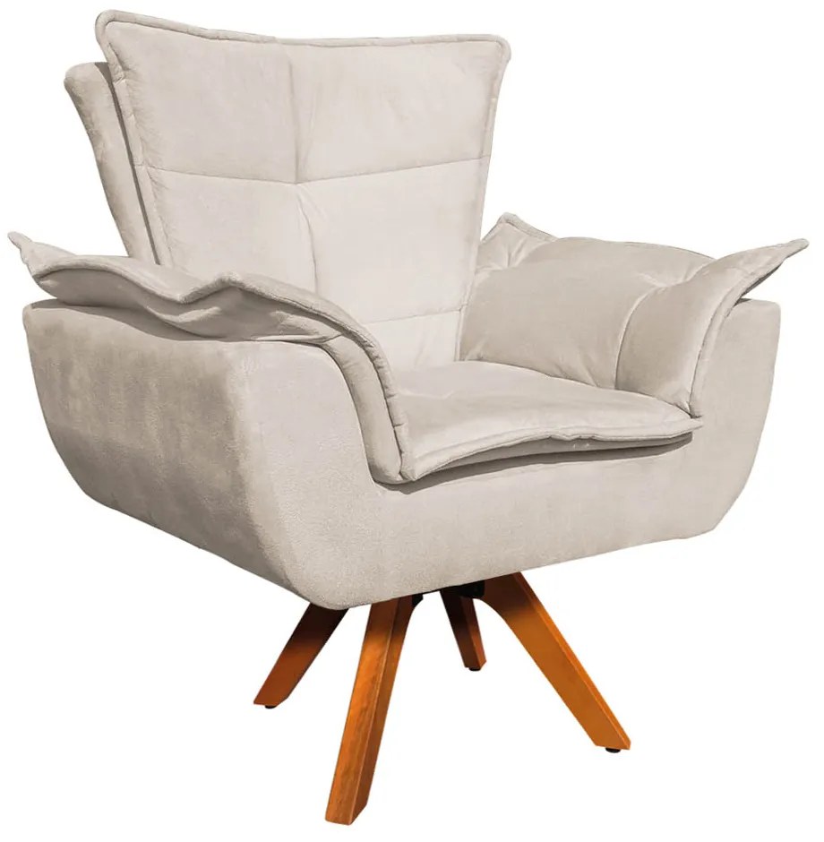 Sofá Namoradeira e 2 Poltronas Giratória MM30 Opala Suede - Bege