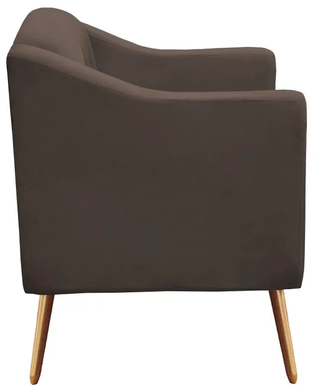 Kit Namoradeira + 2 Poltronas Bruna Pé Palito Suede Marrom