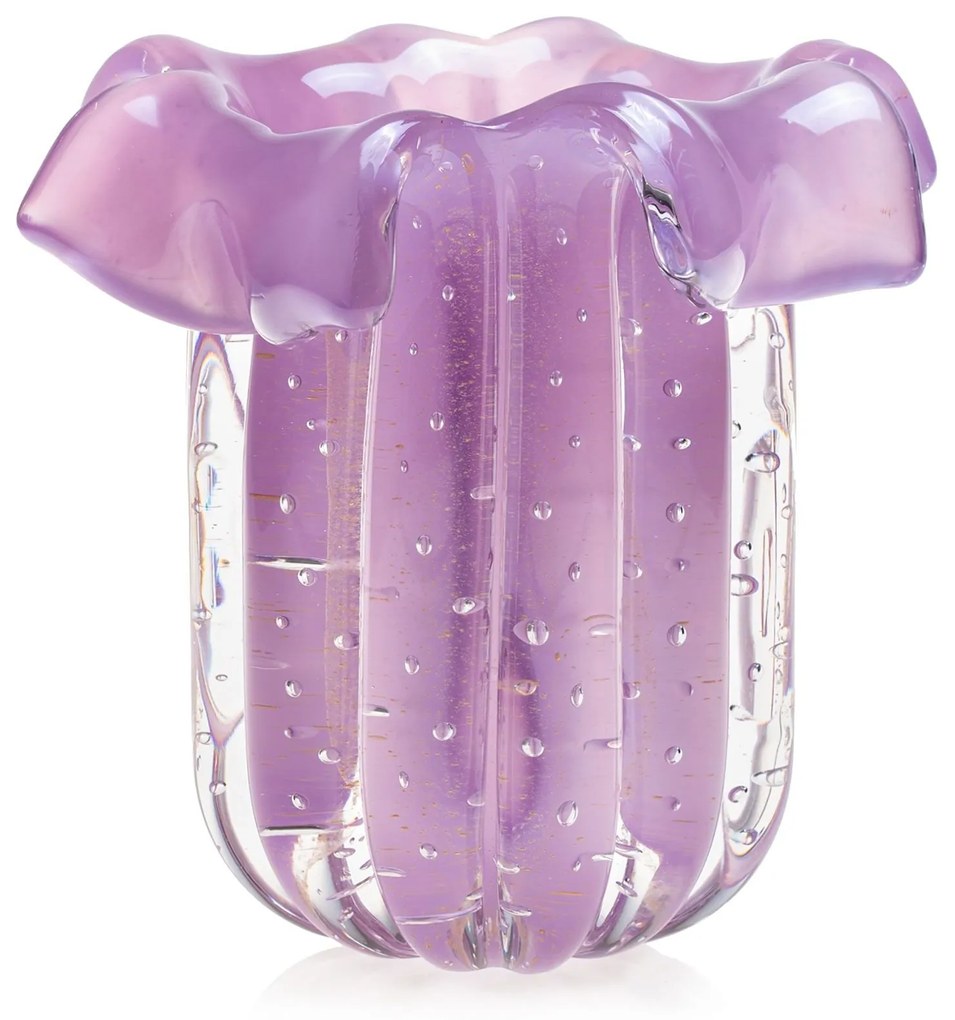 Vaso Murano Babado C/ Ouro - Lilás  Lilás