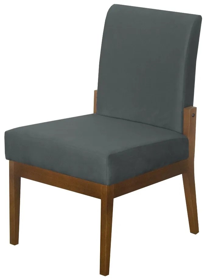 Cadeira de Jantar Helena Suede Cinza Grafite - Decorar Estofados