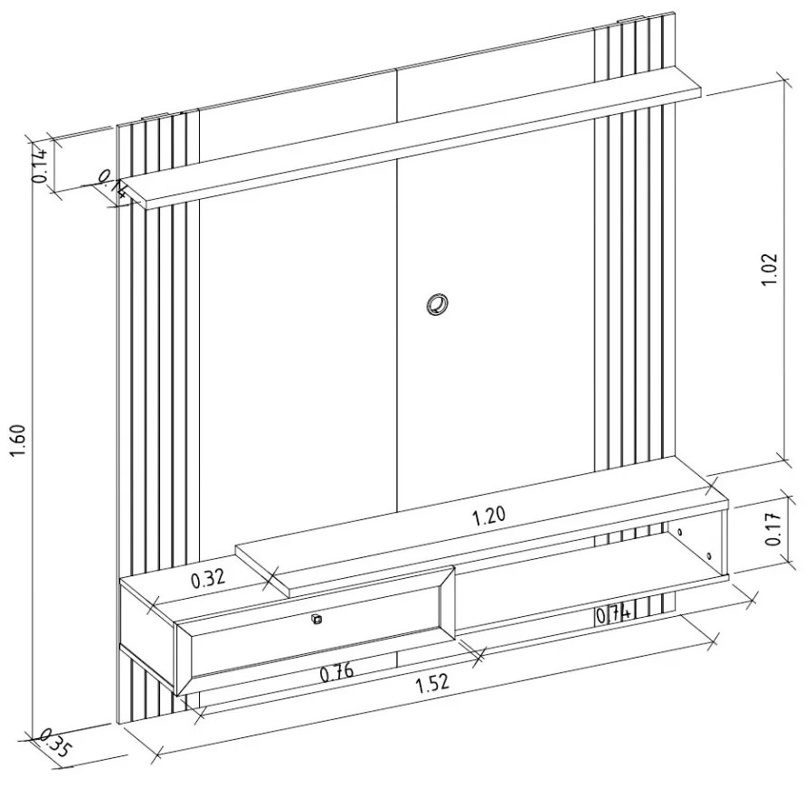 Painel Home Suspenso Frisco Detalhe Ripado para TV até 60 Freijó/Off White G77 - Gran Belo