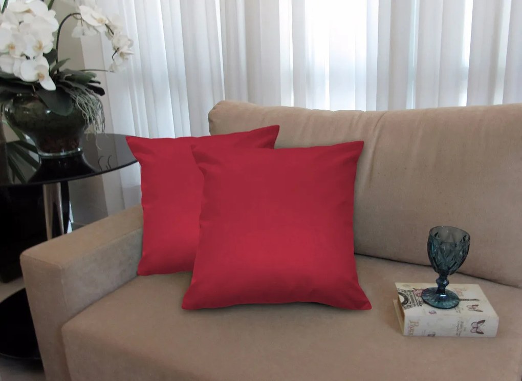 Kit 4 Almofadas Decorativas 50x50 Tecido Suede Vermelho