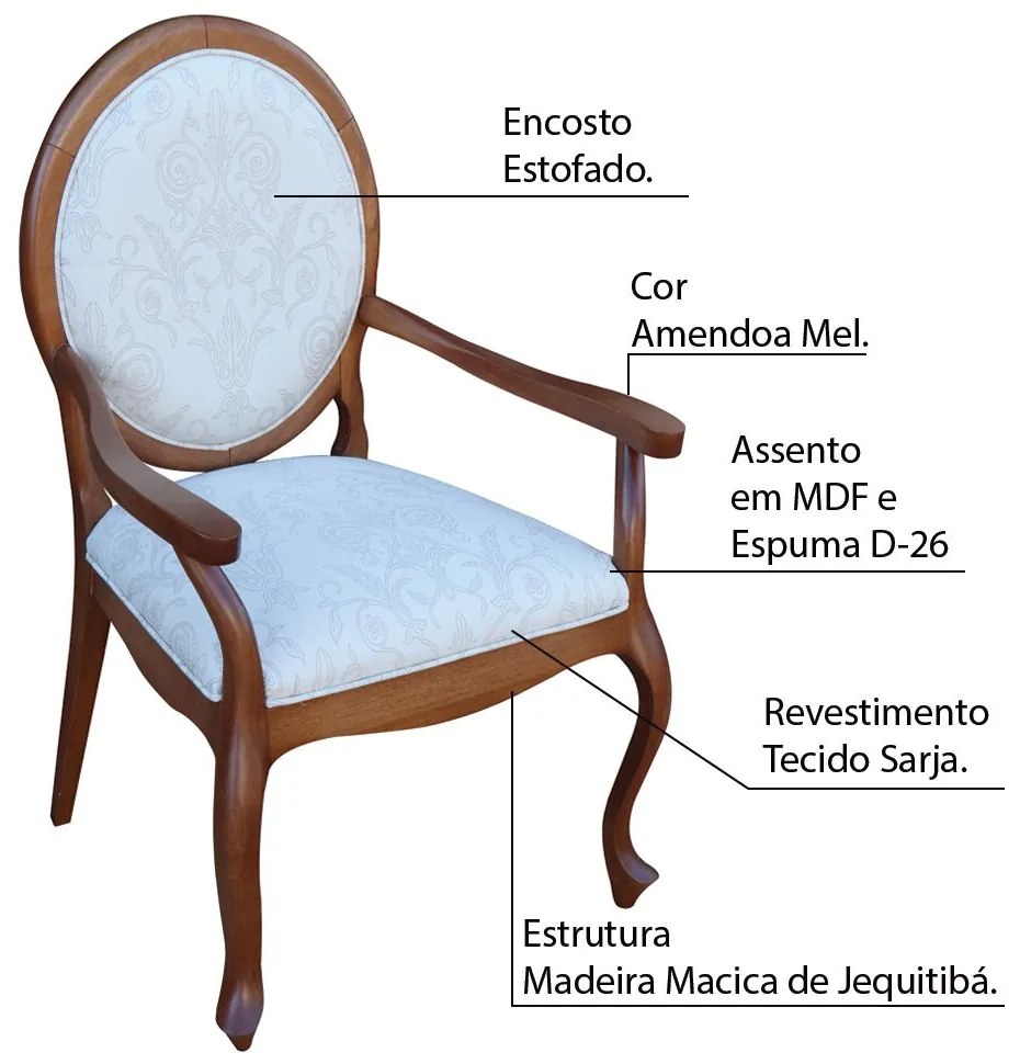 Kit 03 Poltronas Decorativas Sala de Estar Base Madeira Maciça Adrie Sarja Bege/Amêndoa Mel G36 - Gran Belo