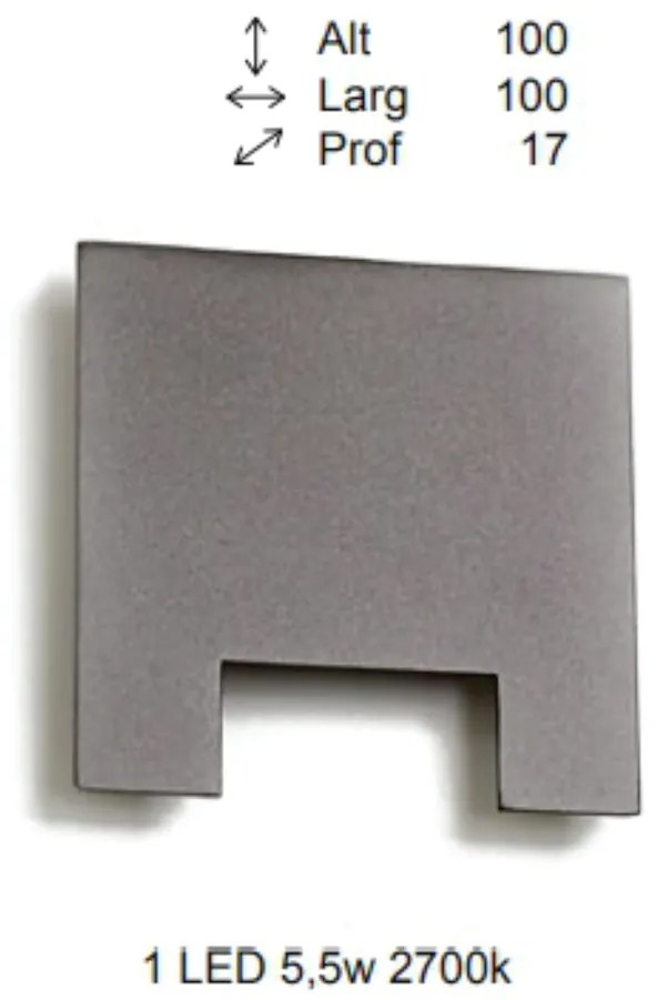 Arandela Uneve Quadrado Plano 1,7X10X10Cm 1Xled 5,5W 2700K - Old Artis... (DOURADO FOSCO, 220V)