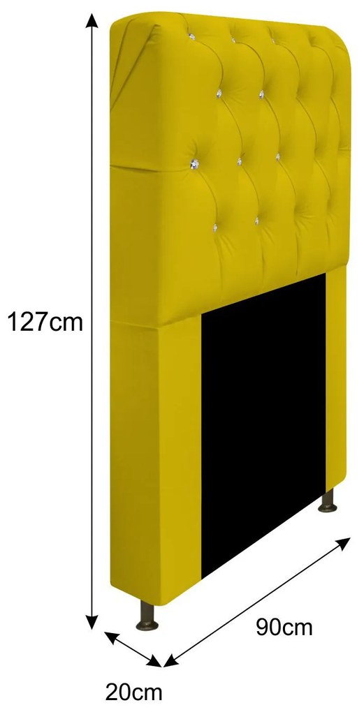 Cabeceira Solteiro Lady A05 c/ Strass 90 cm para Cama Box Corano - ADJ Decor