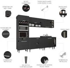 Armário de Cozinha CP07 Para Pia 100cm Pérola Z34 Preto - Mpozenat