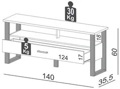 Rack Para TV Até 55 Pol. Estilo Industrial 1 Gaveta F41 Freijó/Preto F