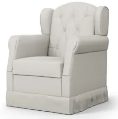 Poltrona de Amamentação Fixa com Puff Lucy Z39 Linho Off White - Mpoze