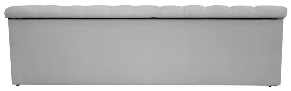 Recamier Baú Estofada Mel 160 cm Queen Size Com Capitonê Suede Cinza - ADJ Decor