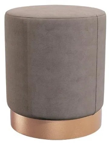 Puff Veludo Com Base Tecido Metalizado Cobre Cinza 47x40