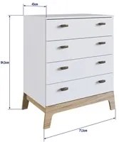 Cômoda Infantil 4 Gavetas 71cm Favo de Mel 003 Branco - Completa Móvei