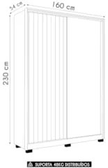 Guarda Roupa Solteiro 160cm Rizatto Flex A02 Off/Cinamomo   - Mpozenat