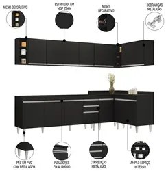Armário de Cozinha Modulado de Canto 7 Peças CP34 Balcão sem Tampo Pre