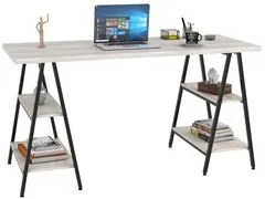 Mesa Escrivaninha Cavalete 150cm Estilo Industrial Prisma C08 Snow/Pre