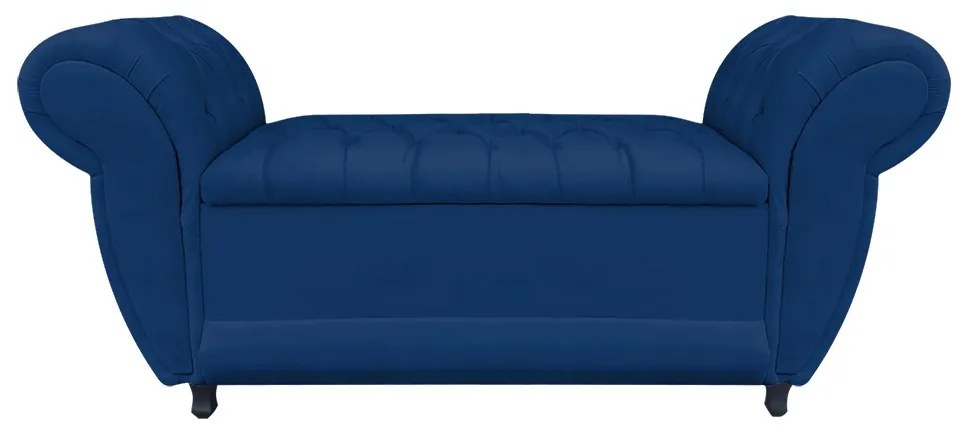 Recamier Baú Londres 1,20 m Suede Azul Marinho D'Rossi