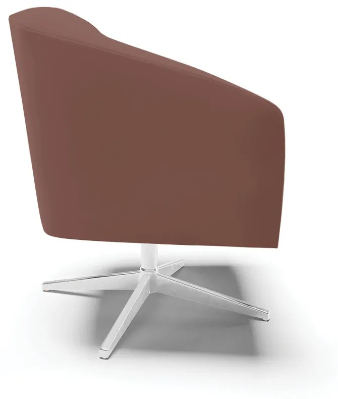 Poltrona Decorativa Giratória Cromada Stella Veludo Rosê D03 - D'Rossi