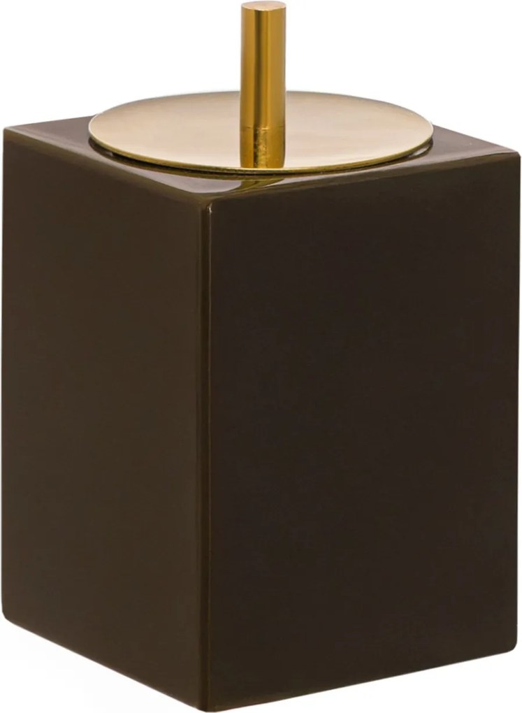 Porta Cotonetes Davos Resina Marrom Esverdeado - Gold Gold