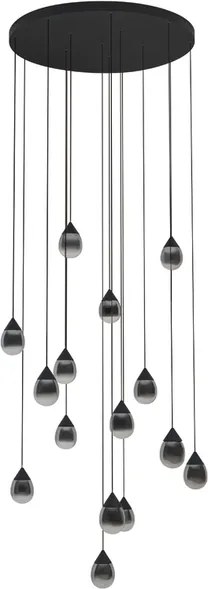 Pendente Led Vidro Fum&amp;#xEA; E Alum&amp;#xED;nio Preto 69w 3000k Drop