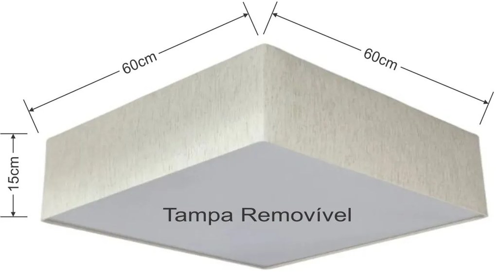 Plafon Quadrado Vivare Md-3052 Cúpula em Tecido 60x60x15cm - Bivolt
