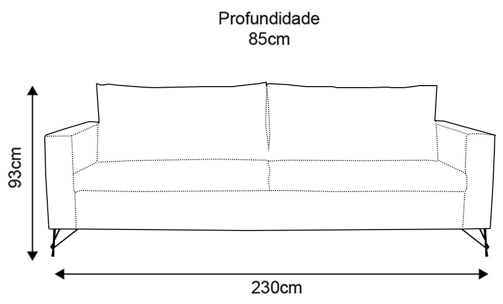 Sofá Decorativo 2 Lugares 230 CM Denmark Veludo Cinza Com Pés Preto G62 - Gran Belo