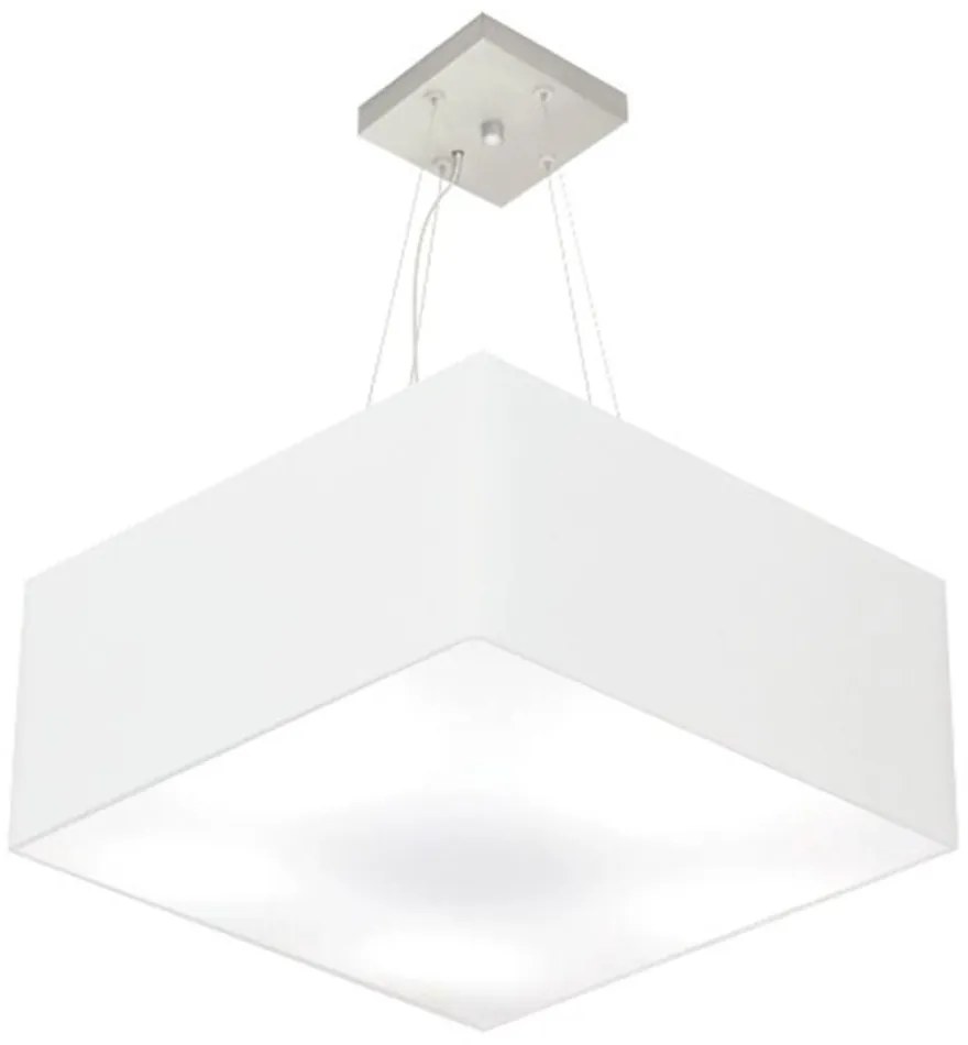 Lustre Pendente Quadrado Md-4071 Cúpula em Tecido 30/70x70cm Branco - Bivolt