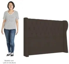 Cabeceira Casal Queen Cama Box 160cm Malva Z04 Veludo Marrom - Mpozena