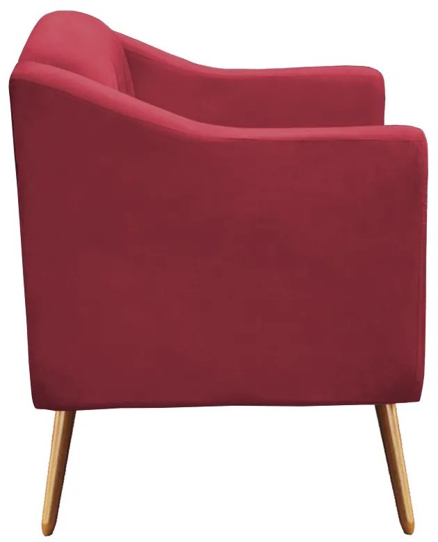 Poltrona Bruna Pé Palito Suede Vermelho