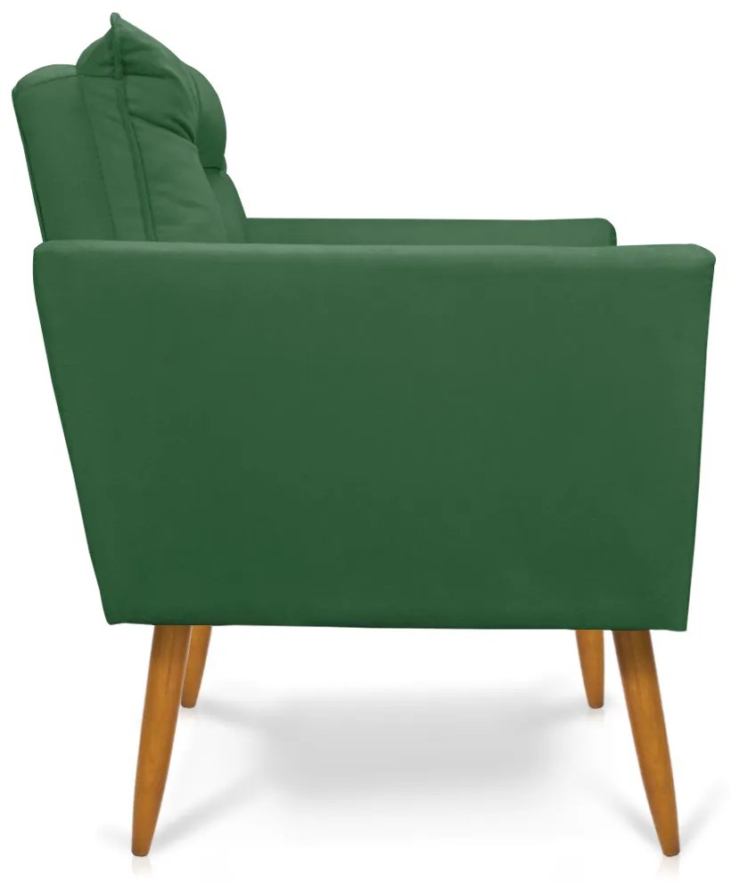 Sofá Namoradeira Tais Suede Verde Pés Palito Castanho - D'Rossi