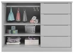 Cômoda Infantil 2 Portas e 4 Gavetas Pérola Cinza - Phoenix