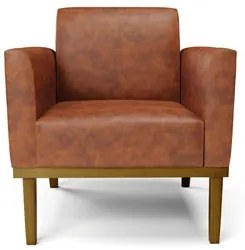 Poltrona Base Madeira Castanho Kit 2 Maressa Sintético PU Nozes - Ibiz