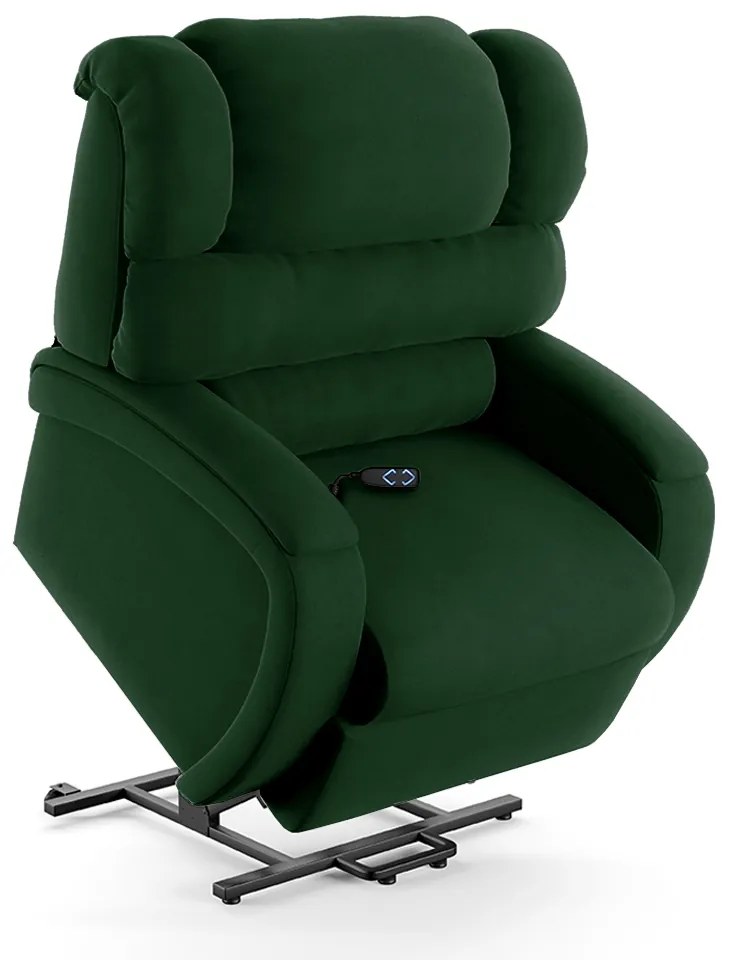 Poltrona do Papai Sala de Cinema Reclinável Kylie Elevação Lift Elétrico Veludo Verde Esmeralda G23