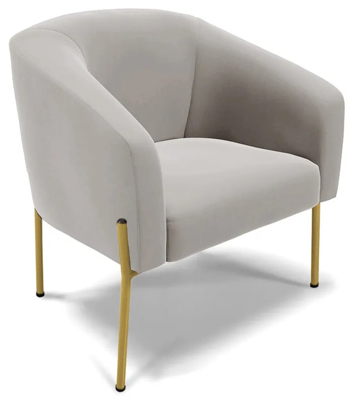 Namoradeira e 2 Poltronas Pé de Ferro Dourado Stella Veludo D03 - D'Rossi  - Cinza