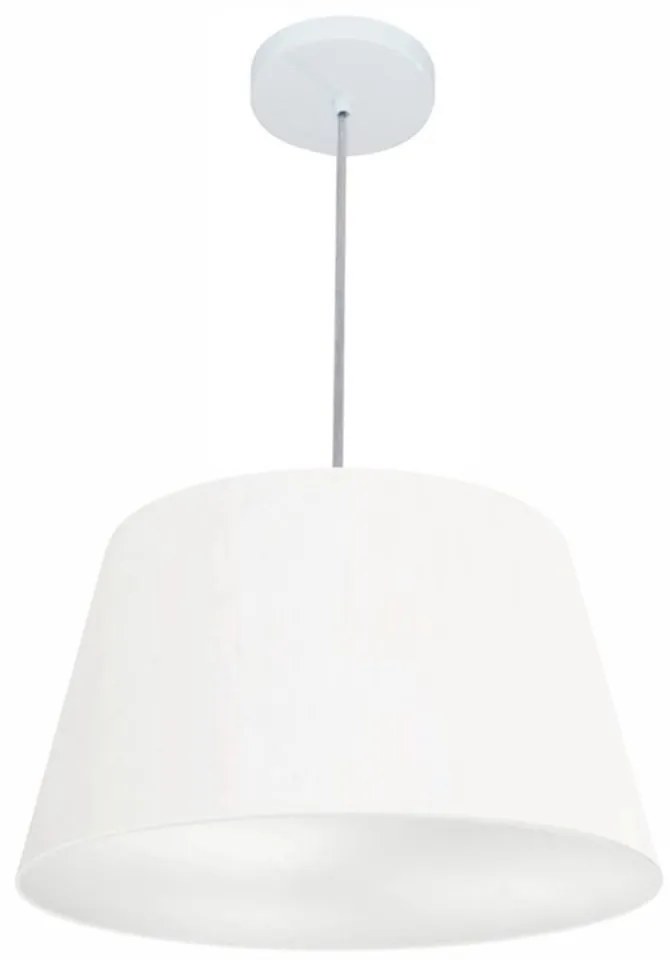 Lustre Pendente Cone Md-4021 Cúpula em Tecido 21/40x30cm Branco - Bivolt
