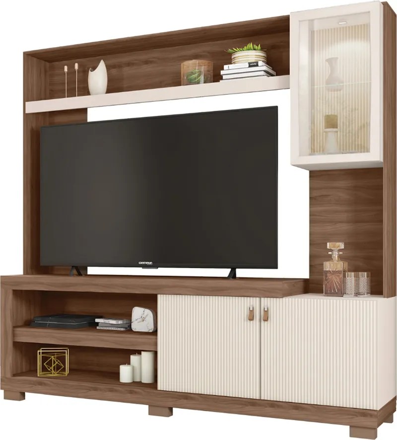 Home Theater Alvorada TV até 55 com LED Nogueira/OffWhite G11 - Gran Belo
